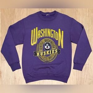 Vintage University of Washington Huskies Crewneck Sweatshirt Purple Rare Medium